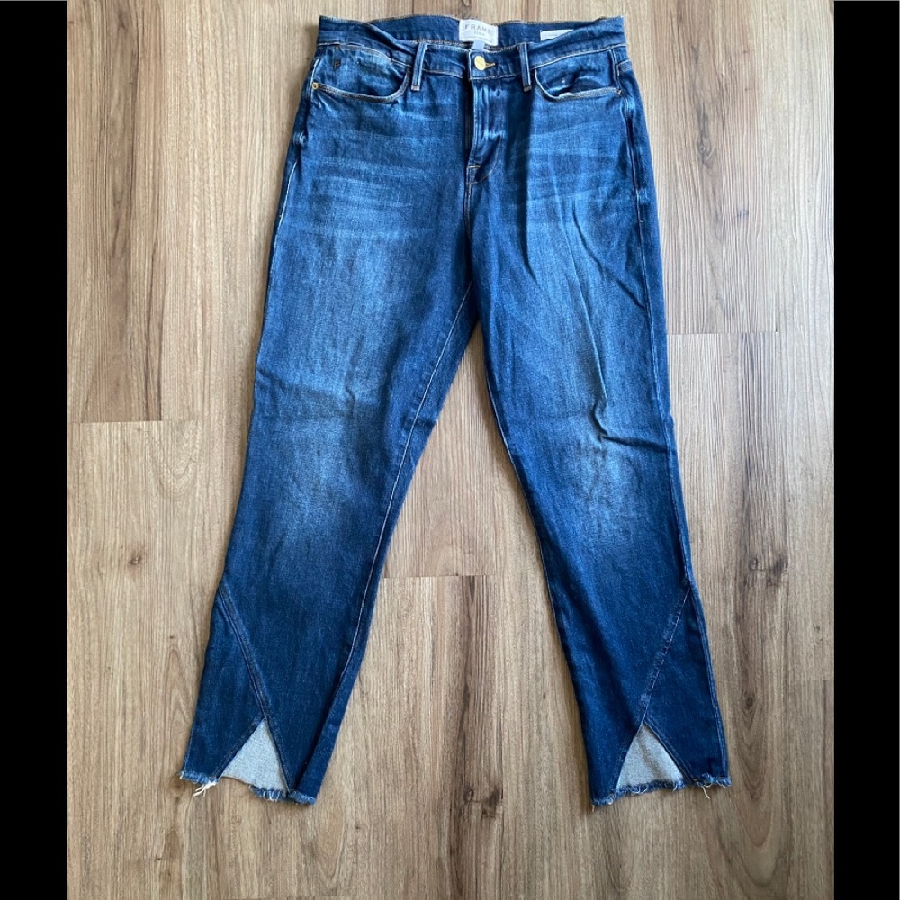Frame Le High Straight Jeans with Front Slit